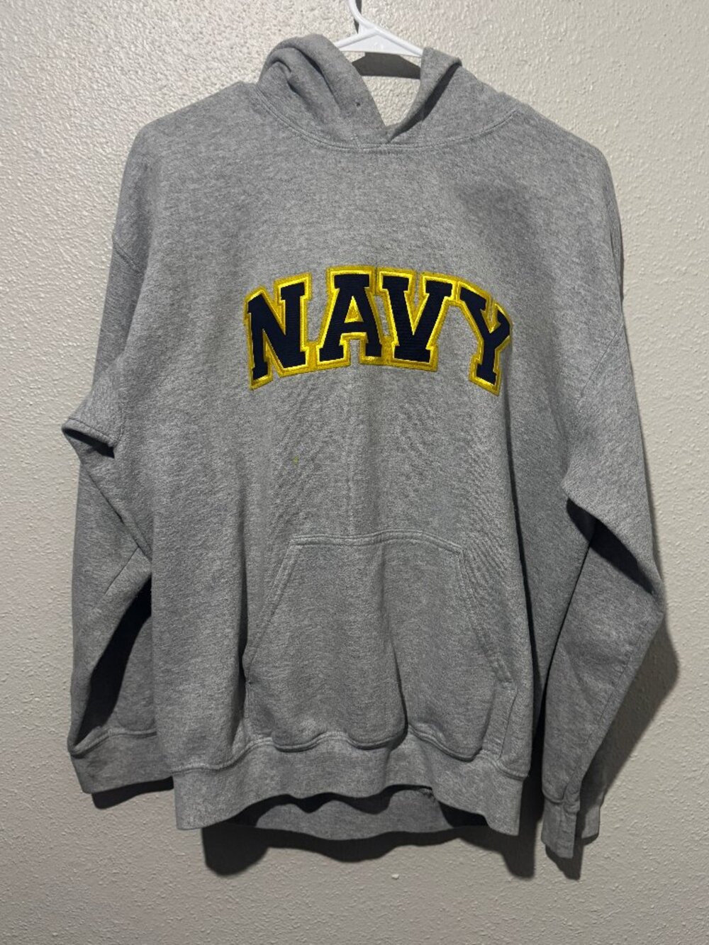 Gildan Heavy Blend US Navy Gray Embroidered Pullover Hoodie Size M